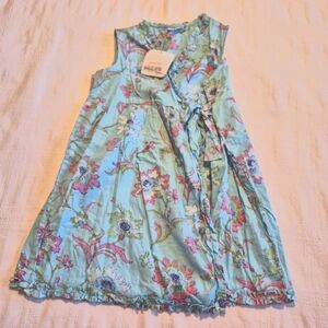 Little Handprint girls size 6X wrap dress pretty floral pattern, lt blue  NWT